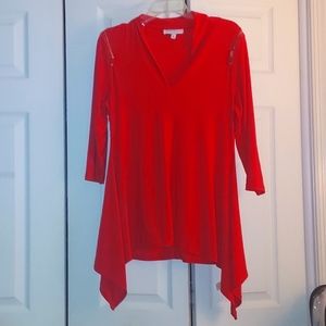 Red orange shirt with zippers